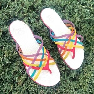 Crocs Huarache Women's Rainbow Jelly Flip Flop Sandals Size‎ 11